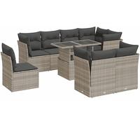 DIVANO DA GIARDINO VIDAXL 9 pz con Cuscini Grigio Chiaro Polyrattan - 3326183