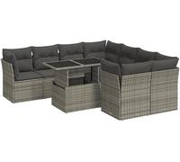 DIVANO DA GIARDINO VIDAXL 9 pz con Cuscini Grigio in Polyrattan - 3326131