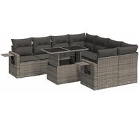 vidaXL Set Divano da Giardino 9 pz con Cuscini Grigio in Polyrattan