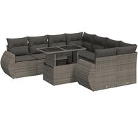 DIVANO DA GIARDINO VIDAXL 9 pz con Cuscini Grigio in Polyrattan - 3326611
