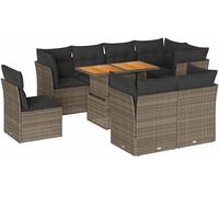 DIVANO DA GIARDINO VIDAXL 9 pz con Cuscini Grigio in Polyrattan - 3326944