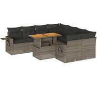 vidaXL Set Divano da Giardino 9 pz con Cuscini Grigio in Polyrattan