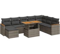 DIVANO DA GIARDINO VIDAXL 9 pz con Cuscini Grigio Polyrattan Acacia - 3327525