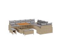 DIVANO DA GIARDINO VIDAXL con cuscini, Polyrattan, Acciaio, Legno massello di acacia, 100x100x71 cm
