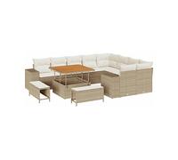 DIVANO DA GIARDINO VIDAXL modulare, Polyrattan, acciaio, legno massello di acacia, 100x100x71 cm
