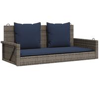 vidaXL Panca a dondolo con cuscini grigia 119x56x48 cm in polyrattan