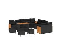 DIVANO DA GIARDINO VIDAXL Set da giardino con cuscini, 14 pezzi, in polyrattan verniciato, 71x110x55 cm