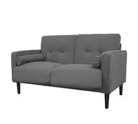 Divano Divanetto 2 posti Joy in velluto a coste - Struttura in legno, gambe in rubberwood, cuscini sfoderabili + 2 extra cuscini - Tessuto vellutino in poliestere - Colore Grigio