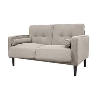 Divano Divanetto 2 posti Joy in velluto a coste - Struttura in legno, gambe in rubberwood, cuscini sfoderabili + 2 extra cuscini - Tessuto vellutino in poliestere - Colore Tortora