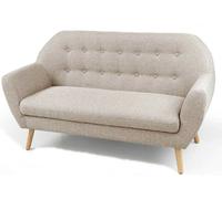 DIVANO DIVANETTO DUE POSTI 142 cm TESSUTO LEGNO Sofà SALOTTO Poltrona TORTORA