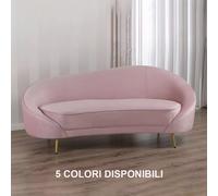 Divano Dormeuse Chaise Longue 2 Posti in Velluto Rosa, Verde, Grigio, Tortora, Nero Art Déco