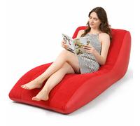 Divano Gonfiabile Lounge Rosso per Interni e Esterni Ergonomica Effetto Velluto
