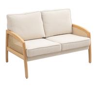 Divano Homcom 2 posti imbottito in ciniglia carico 240 kg 123X75X88 cm Beige