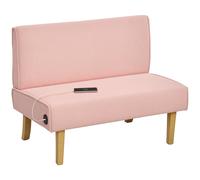 Divano Homcom 2 posti imbottito in velluto a coste con 2 porte USB 1 porta tipo C e gambe in legno Carico 240 kg 110X60X85 cm