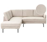 Divano imbottito angolare destro 4 posti con gambe in metallo beige Schienale im