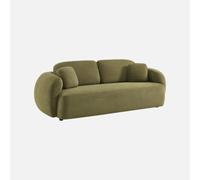 Divano in tessuto ciniglia, 3 posti, Cloud, Verde kaki, 230x102x81 cm