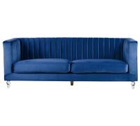 Divano in Velluto Blu Cobalto a 3 Posti Stile Glamour ed Elegante Arvika