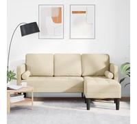 Divano L-Shaped a 3 Posti Crema 160 cm in Tessuto, Elegante e Comodo per Soggiorno Moderno con Struttura Legno Massello, Design Funzionale e Seduta Ergonomica Il titolo
