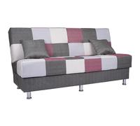 Divano letto 190 cm a 3 posti patchwork rosso con contenitore - PRIMUR