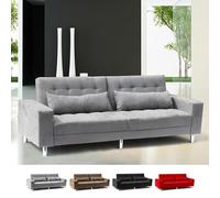 Divano Letto 2 3 posti con Schienale reclinabile e Cuscini Matrimoniale Quarzo Pronto Letto - Grigio