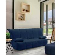 Divano Letto 2 posti Alisee, Sofà Soggiorno con Apertura a Carrello in Tessuto Imbottito, Cuscini Inclusi, 100% Made in Italy, Cm 125x90h85, Blu