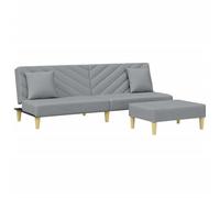 Divano letto 2 posti con cuscino e poggiapiedi - Futon moderno per soggiorno e zona ospite - Tessuto grigio chiaro - Comodo e salvaspazio