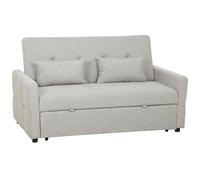 Divano Letto 2 Posti Convertibile Apertura Clic Clac con 2 Cuscini in Tessuto Marrone Chiaro