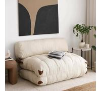 Dmora - Divano Letto 2 posti Dysnomia, Sofà trasformabile, Divanetto per Ospiti, Poltrona Letto, 120x75 h79 cm, Crema