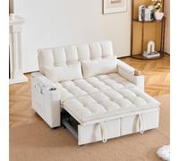 Divano letto 3 in 1 multifunzione, schienale reclinabile | Larghezza 142 cm, cuscini ultra morbidi, 2 cuscini lombari, vassoio portaoggetti e portabicchieri, ideale per soggiorno e