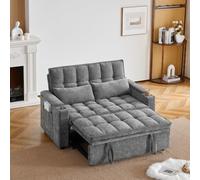 Divano letto 3 in 1 multifunzione, schienale reclinabile | Larghezza 142 cm, cuscini ultra morbidi, 2 cuscini lombari, vassoio portaoggetti e portabicchieri, ideale per soggiorno e