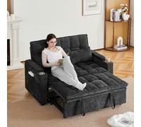 Divano letto 3 in 1 multifunzione, schienale reclinabile | Larghezza 142 cm, cuscini ultra morbidi, 2 cuscini lombari, vassoio portaoggetti e portabicchieri, ideale per soggiorno e