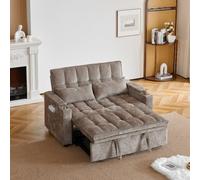 Divano letto 3 in 1 multifunzione, schienale reclinabile | Larghezza 142 cm, cuscini ultra morbidi, 2 cuscini lombari, vassoio portaoggetti e portabicchieri, ideale per soggiorno e