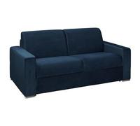 Divano letto 3 posti a ribalta letto 140cm materasso 16cm Velluto e Memory foam DUNLOPILLO Blu notte - CALITO