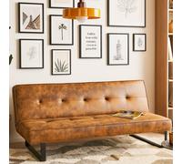 Divano letto 3 posti click clack modello Derby Pelle sintetica Marrone dorato