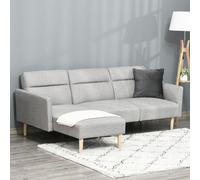 Divano Letto 3 Posti, Divano Angolare in Tessuto Grigio con Schienale Regolabile, Stile Scandinavo, 207x146x80cm Description:Tutti amano i mobili multiuso, proprio come questo divano letto tre posti H