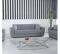 Dmora Divano Letto 3 posti Escobar, Divano Letto Contenitore lineare, Sofà da Soggiorno Apertura Click-clack, 223x84xh80 cm, Grigio
