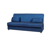 Divano letto 3 posti in tessuto con cassettone contenitore, 184x80x86 (Blu)