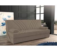 Dmora Divano Letto 3 posti Ramon, Divano Contenitore 2 Cuscini Inclusi, Sofà da Soggiorno in Tessuto con Apertura Click-clack, 181x81h88 cm, Beige