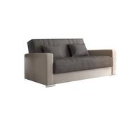 Dmora Divano Letto 3 posti Sergio, Divano Contenitore in Ecopelle e Tessuto, Sofà con Apertura Click-clack e 2 Cuscini, 230x96h101 cm, Beige e Grigio