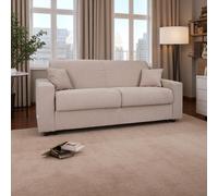 Divano letto 3 posti sfoderabile tessuto Beige con materasso - ROLEN