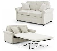 Divano Letto a 2 Posti Beige con Cuscino Memory Ergonomico con Apertura Facile