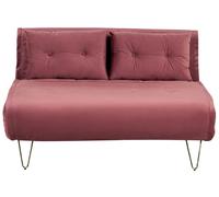 Divano Letto a 2 posti in velluto rosa con gambe in metallo dorato Vestfold