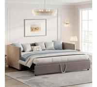 Divano Letto a 2 Posti, Letto Trasformabile 90/180x200 cm con Usb e Led Regolabile, Divano Estensibile con Contenitore, Letti a Scomparsa con Rete a Doghe, Tessuto Vellut (Grigio, 90/180x200 cm)