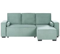 Divano letto a 3 posti angolare con braccioli contenitori reversibili verde chia