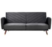 Divano Letto a 3 Posti Rivestimento in Velluto Nero Gambe in Legno Senja