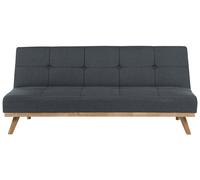 Divano Letto a 3 Posti Tessuto Grigio Scuro Trapuntato Minimalista Froya