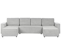 Divano letto a U in tessuto grigio chiaro 4 posti Vatne
