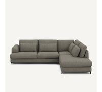 Divano letto ad angolo retto, tessuto tweed, Marsile Marrone angolo destro