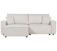 Divano letto angolare 3 posti tessuto con contenitore beige destro KARILA