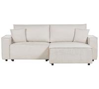 Divano letto angolare 3 posti tessuto con contenitore beige sinistro KARILA